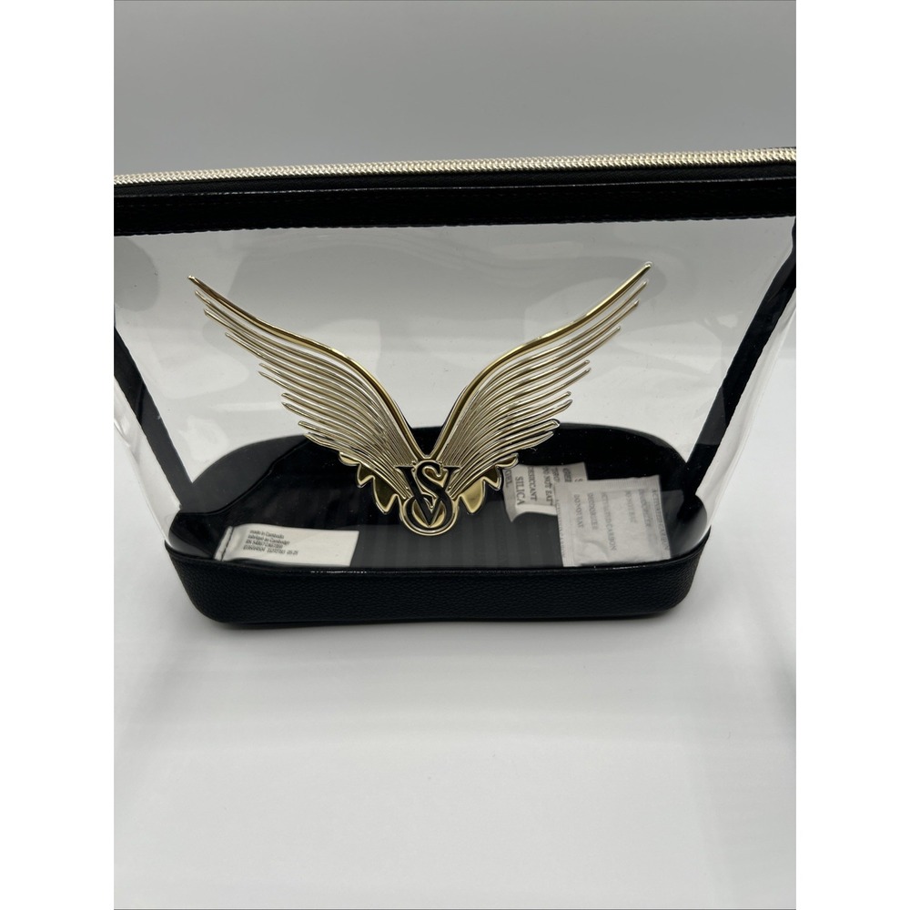 Victoria's Secret Clear Makeup Bag 2 Piece Angel Wings Rhinestone Pouch NWT - Picture 9 of 11